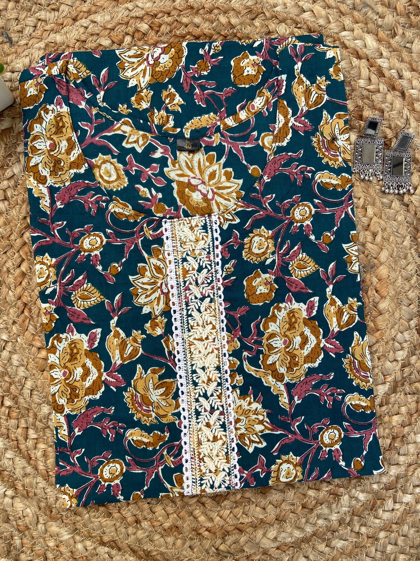 Green Jaal Printed Kurta - Ramya