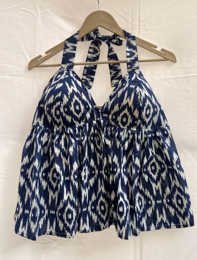 Blue IKat Halter Neck Top