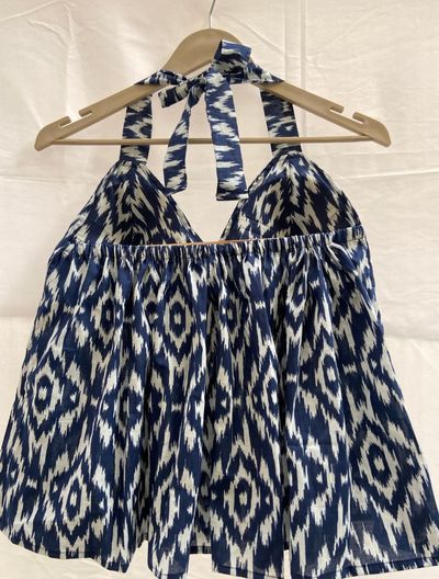 Blue IKat Halter Neck Top