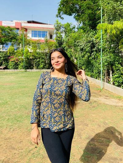 Green Motif Short Kurti
