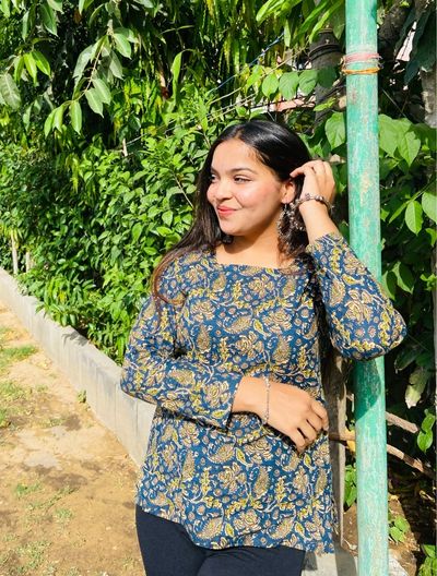 Green Motif Short Kurti