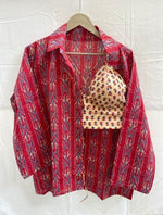 Load image into Gallery viewer, Red Printed Shirt &amp; Bralette Combo
