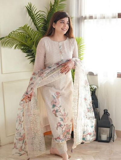 White Printed Kurta Set