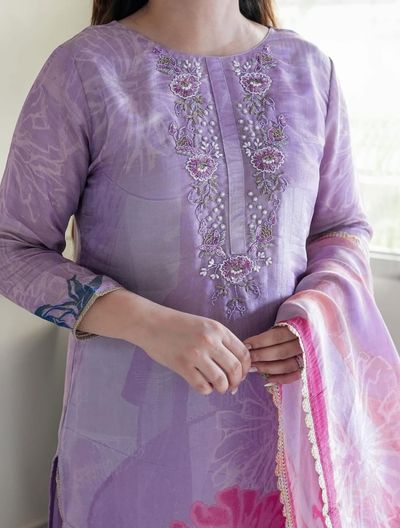 Lilac Tissue Kurta Set