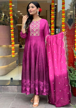 Load image into Gallery viewer, Rani Anarkali Suit with Organza Dupatta
