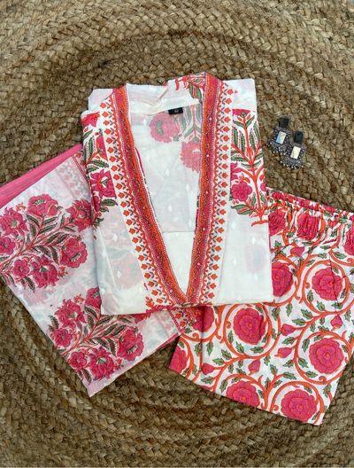 Mughal Buta Print Kurta Set - Ramya