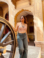 Load image into Gallery viewer, Red Printed Shirt &amp; Bralette Combo
