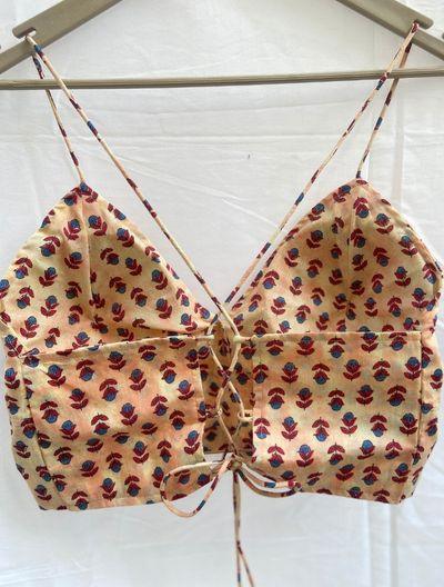Red Printed Shirt & Bralette Combo - Ramya