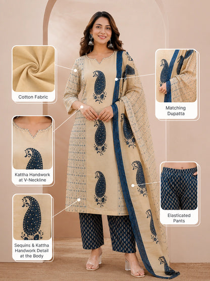 women's cotton kurta palazzo set