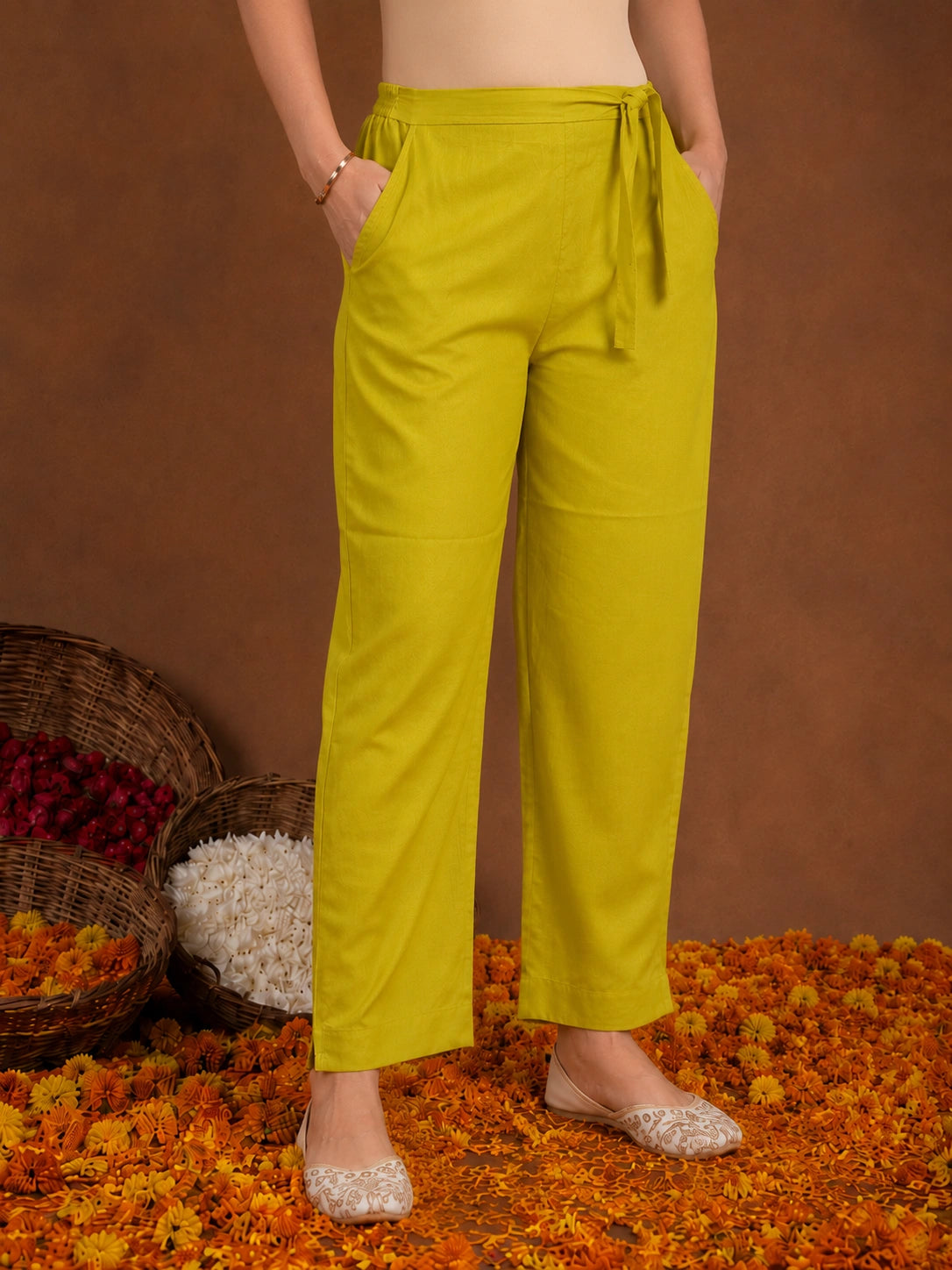 Yellow Silk Blend Suit Set with Dupatta for Women