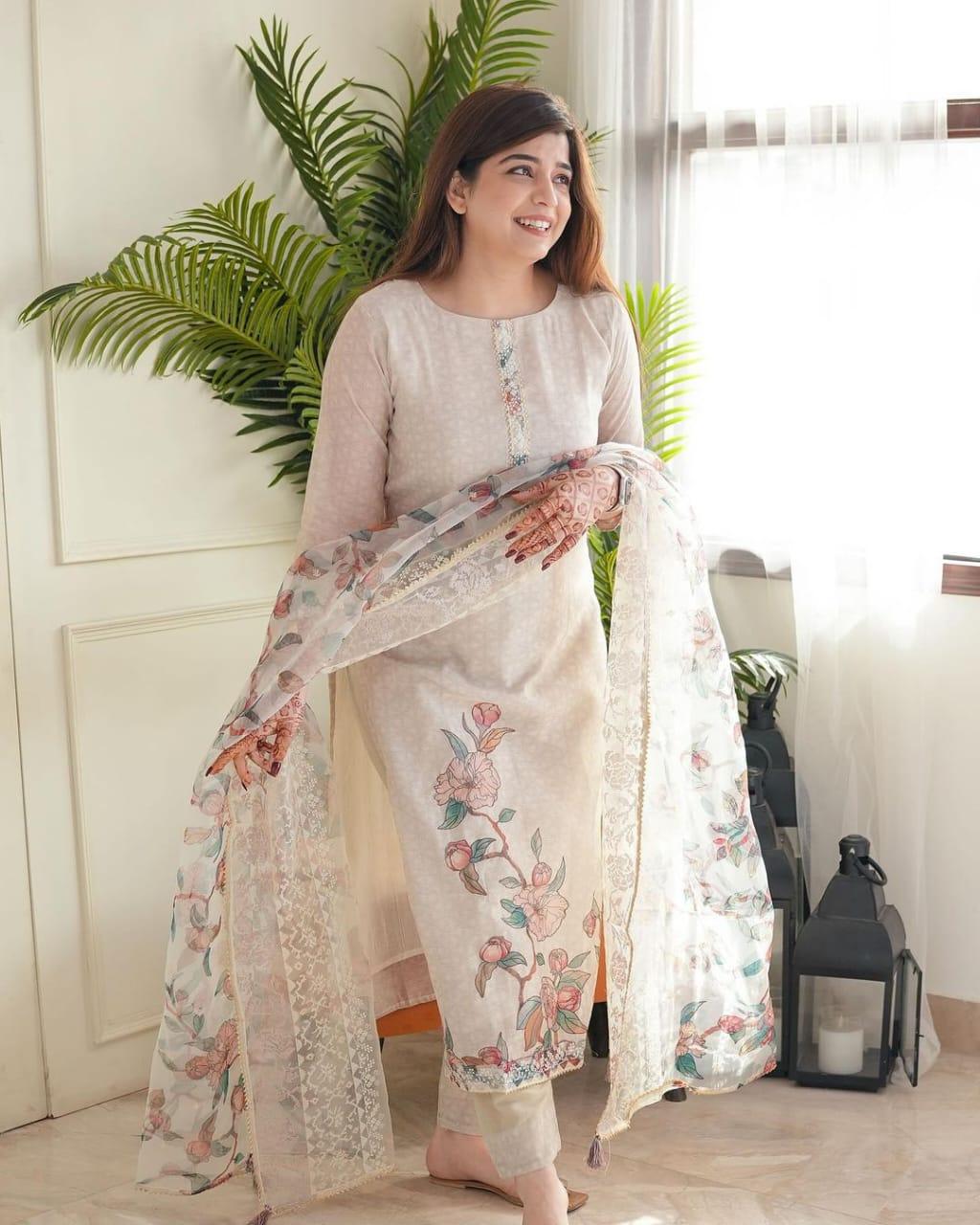 White Printed Kurta Set - Ramya
