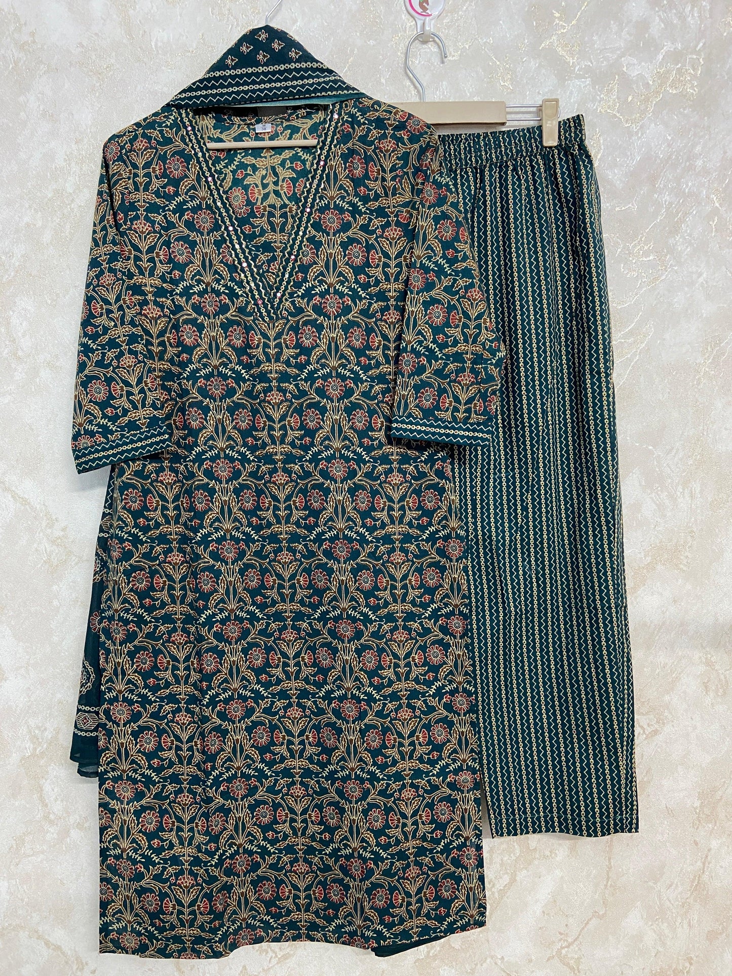 Green Kalamkari Kurta Set - Ramya