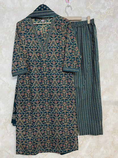 Green Kalamkari Kurta Set - Ramya