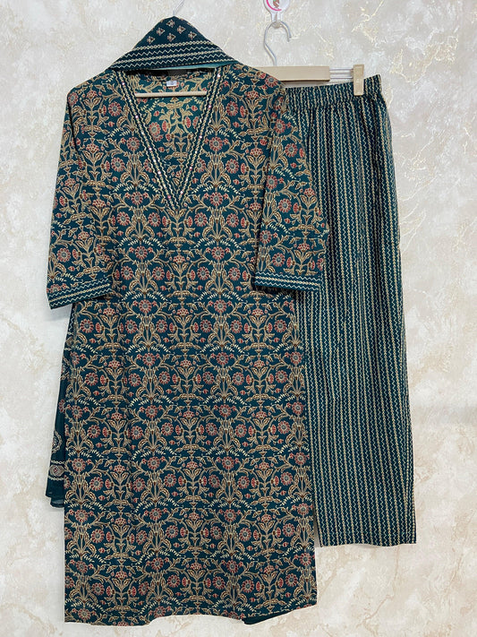 Green Kalamkari Kurta Set - Ramya