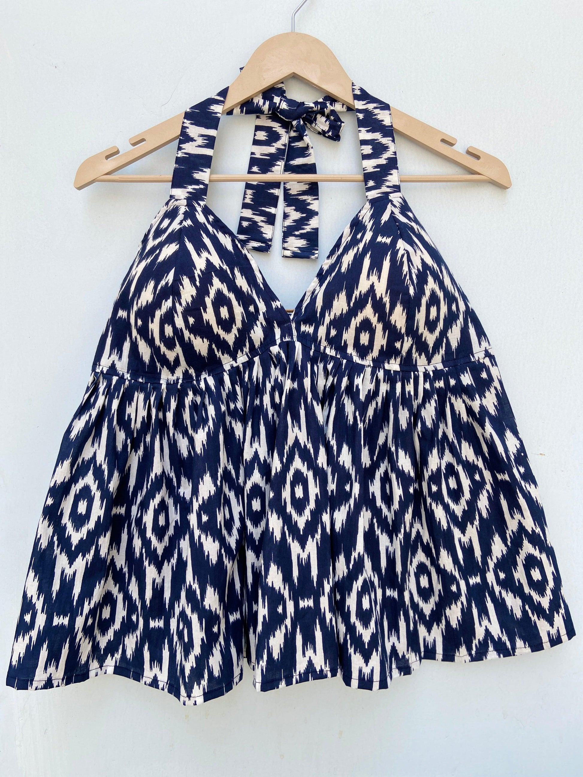 Blue IKat Halter Neck Top - Ramya