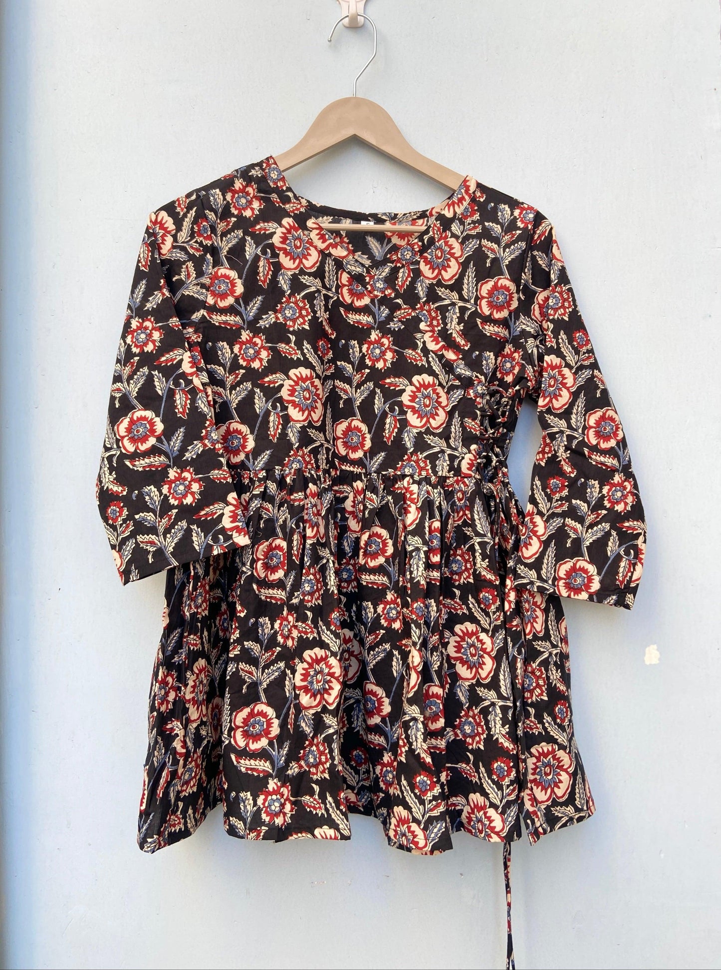 Black-Red Flared Short Kurti - Ramya