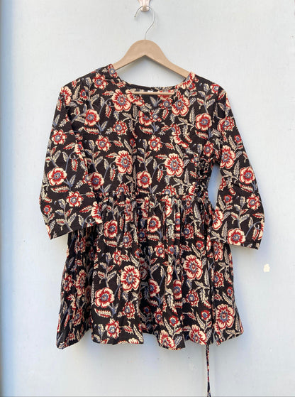 Black-Red Flared Short Kurti - Ramya