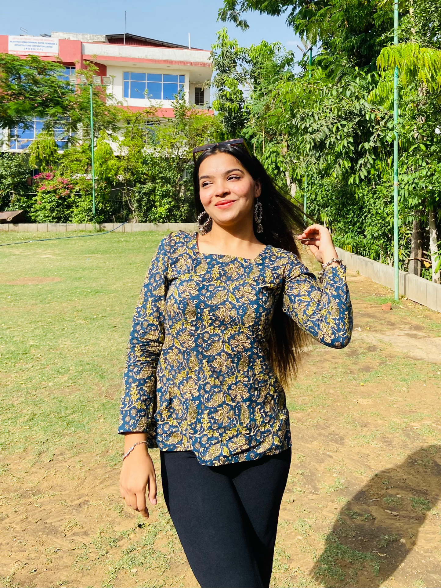 Green Motif Short Kurti - Ramya