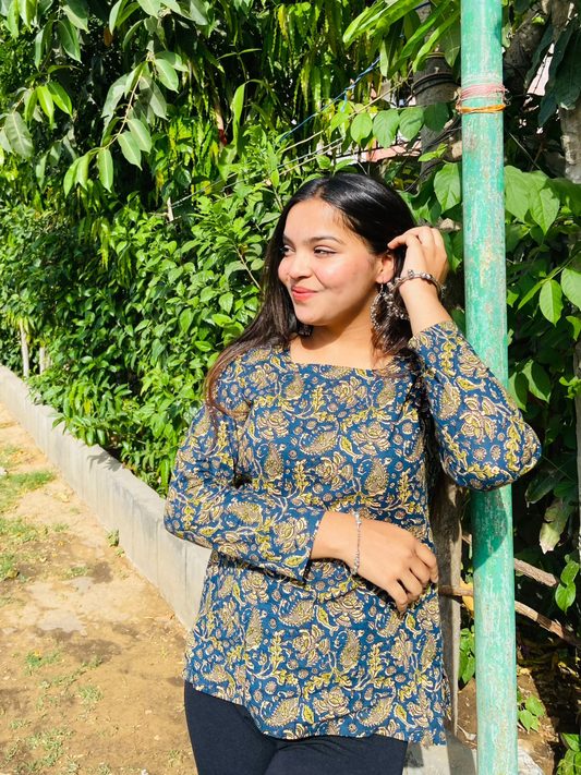 Green Motif Short Kurti - Ramya