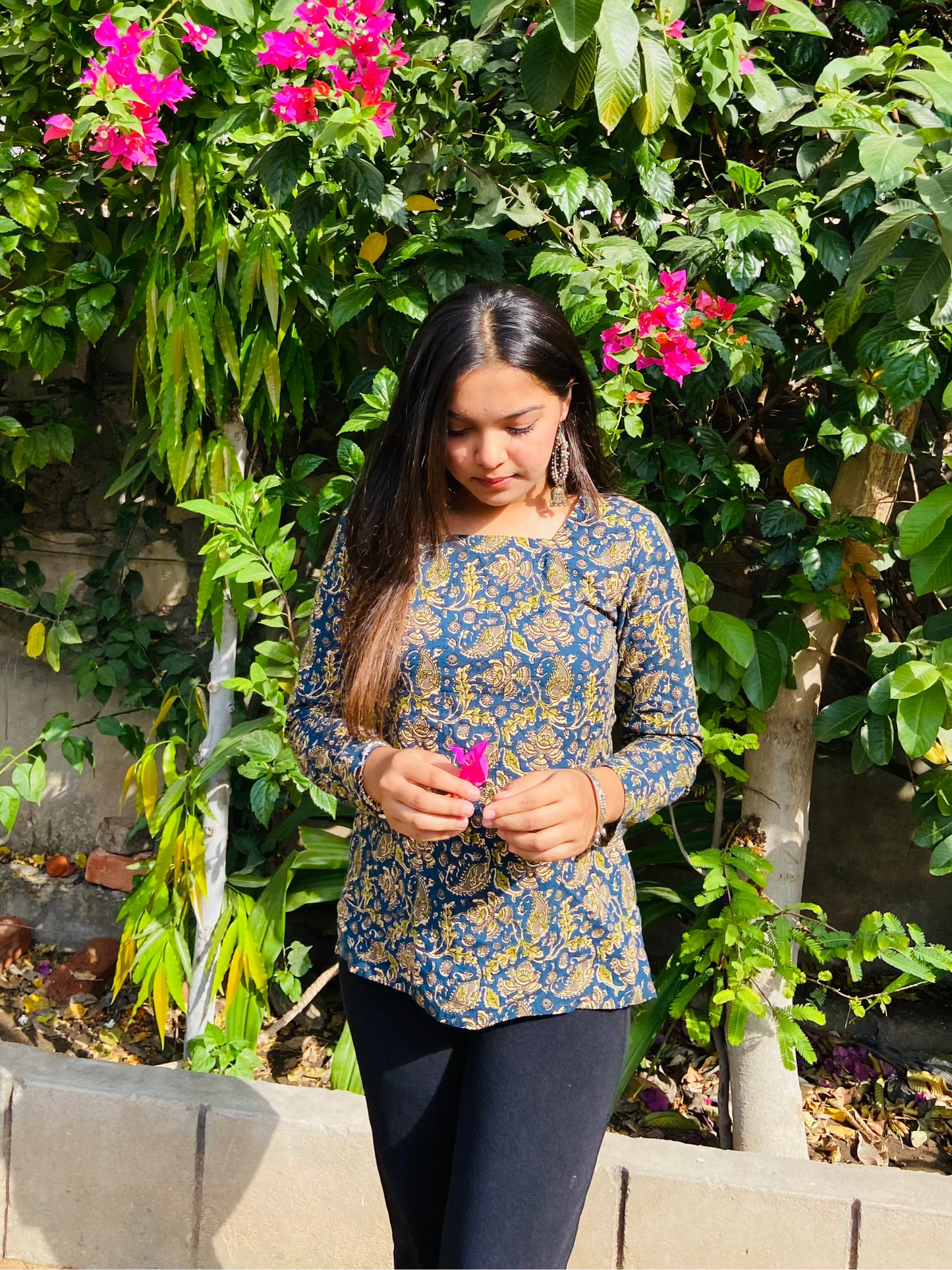 Green Motif Short Kurti - Ramya