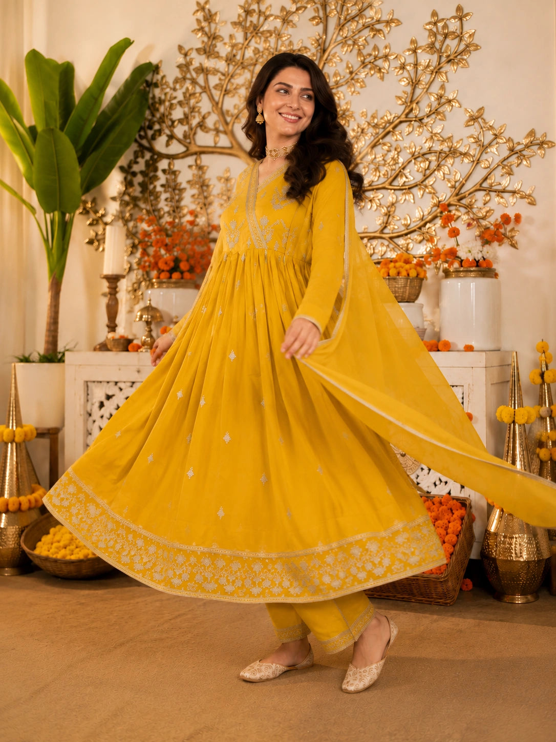 women's embroidered Anarkali suit set