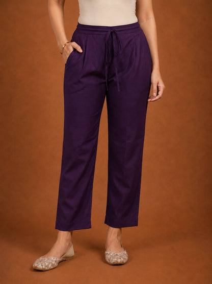 Purple Silk Blend Kurta Set with Dupatta